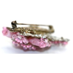 Signed Miriam Haskell Pink Art Glass Floral Brooch Hand Wired Vintage