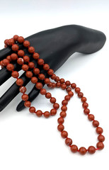 Vintage Carnelian Necklace Beaded Hand Knotted Gemstone 30” No Clasp