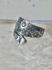 Floral Spoon ring flowers band size 5.50 sterling silver women girls 