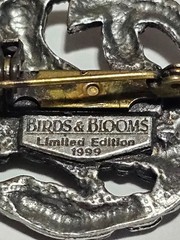 Birds and Blooms Cardinal Brooch Pin Vintage 1999 Limited Edition Pewter Bird