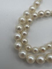 Vtg. 19” Mid-Century Graduated Cultured Akoya Pearl Necklace 14k clasp 4.2-8mm