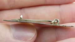 Antique Niello Sterling Silver Boat Brooch Pin 4.1g 1 Inch Length Regatta