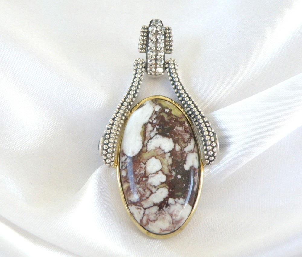 Huge Sterling Silver 925 White Horse Cable Joya Judy Crowell Enhancer Pendant