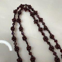 Bohemian Garnet Grape Cluster Necklace Vintage 34″ Long 90 grams