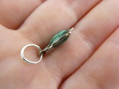 Vintage Sterling Silver Green Enameled Turtle Charm Pendant 1g 7/8 Inch Length