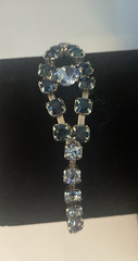 VTG Light Blue & Sapphire Color Crystal Prong Set Rhinestone Bracelet -Formal 7″