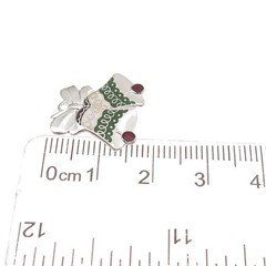 BEAU 925 Sterling Silver Vintage Enamel Christmas Bell Mini Charm Pendant