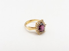 $3400 3.75ct Natural FANCY CUT Pink Tourmaline Diamond 14k Yellow Gold Ring 5g