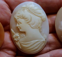 3 Antique Loose Shell Cameo With Warm Peach & White Tones LOT