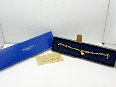14k Yellow Gold Michael Anthony Charm Bracelet w/ Dove Charm & COA & Box