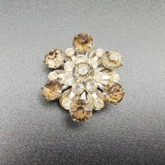 Vintage 1950s Starburst Rhinestone Brooch Smoky Gray White Old Money Aesthetic