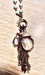 Vtg 35” Beaded Chain Necklace W Charms 20” Drop