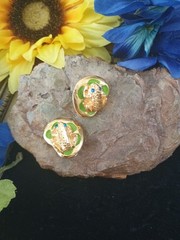 Vintage Mimi D N Signed Figural Frog 🐸 On Lilypad Enamel Gold Tone Clip On…