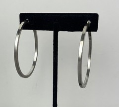 Vintage 90s Acid tested 925 Sterling Silver 2.0” D Hoop Earrings
