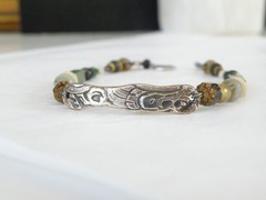 Vintage 999 Fine Sterling Silver Artisan Signed KVK Rustic Bracelet 8″