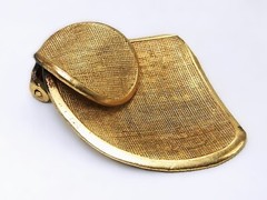 Vintage Gold Tone, Textured Modernist Clip-On Fashion Earrings, GERMANY- JWL-677