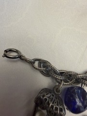 VINTAGE CHUNKY ESTRUSCAN GOTHIC CHARM BRACELET 7.5”