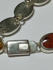 925 Sterling Silver MWS Mexico Vintage Multi Natural Gemstone Cabochon Bracelet!