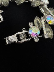 Vtg Juliana D&E Smoky Gray Aurora Borealis AB Rhinestone Silver Tone Bracelet