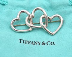 Vintage Tiffany & Co. Triple Heart Sterling Silver 925 Pin Brooch 1984 5.87g