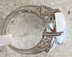 Vibrant Opalite Statement Cocktail Ring Vintage Style Oval Faceted Prong Size 6