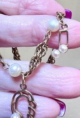 LOVELY Music Themed 14 Kt. Gold-Filled & Solid 14 Kt. Gold Pearl Charm Bracelet