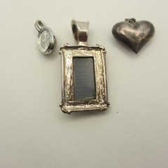 Vintage Pendant Lot Of 3 Rectangle Oval Puffy Heart Silver Tone 1 Liz Claiborne