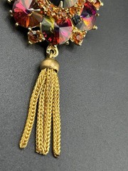 Vintage Edlee Watermelon Rivoli Gold Tone Dangle Pendant