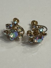 Vintage Aurora Borealis Rhinestone Screw-Back Earrings – Mid-Century 1950’s
