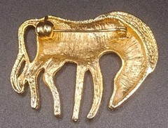 Vintage Gold-Tone Zebra Brooch Pin With Textured Design & Secure Clasp