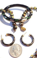 Vintage Asian Cloisonne Collection, 21 in. Necklace, Hinged Bracelet & Earrings