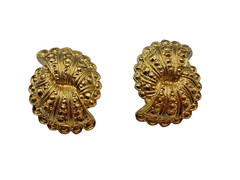Vintage Avon 1987 FanFare Pierced Post Earrings Gold Tone Double Fan Design