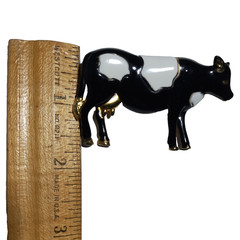 AJC Holstein Figural Cow Pin Brooch Black and White Vtg Enamel Signed