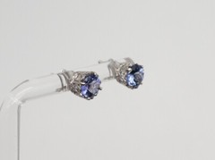 NEW $5000 2ct Natural Tanzanite VS H Diamond 18k White Gold ETERNITY Earrings