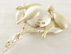 Cool Perspective! 2 7/8″ VTG c1980’s AJC FEMALE BOWLER BOWLING 2-TONE BROOCH PIN