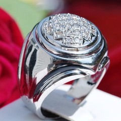 14k white gold ring 1.00ct natural diamond sz 10.5 vintage handmade 17.75g Gab5
