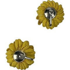 Vintage Antique Woven Yellow Fabric Flowers Floral Screw Back Earrings AS IS
