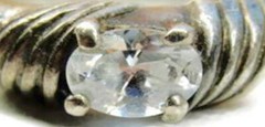 sz 5.50 Vintage Sterling Silver 925 Clear Lab Faceted Oval Patina 2.30g