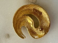 Vintage M JENT Signed Gold Tone Swirl Flame Statement Pierced Post Earrings 80s