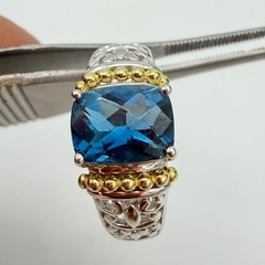 Vtg J Sterling Silver London Blue Topaz Ring 5.2 Gr Sz 7 QVC HSN Jewelry Estate