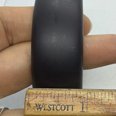 Vtg Matte Black Semi-Translucent Lucite Chunky Bangle Bracelet Round 8.5 in