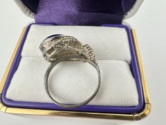 Antique European 800 Silver Adjustable Ring Blue Enamel Sz7 Signed RARE Read