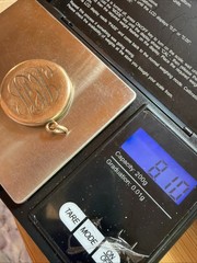 Victorian 8g Rose Gold Fill Photo Locket Pendant Monogram Dimple On Back