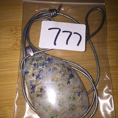 Natural Stone Pendant Necklace Silver Tone Cord Bohemian