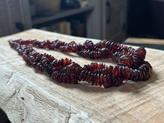24” 3 Strand Cherry Cognac Baltic Amber Beaded Bold Statement Necklace