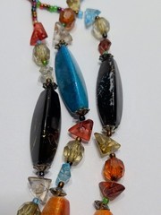 ✨VINTAGE✨ EsMor Bohemian Painted Bead Necklace 3 Strands Hand Strung Fabulous