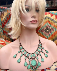 Vintage TURQUOISE Boho Hippie Necklace Tribal Fusion Belly Dance Ethnic Jewelry