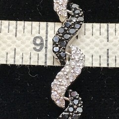 Vintage Signed LL 925 Sterling Silver Black Onyx Cubic Zirconia Tennis Bracelet