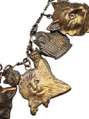Vintage Pididdly Links Cat Cats Charm Bracelet
