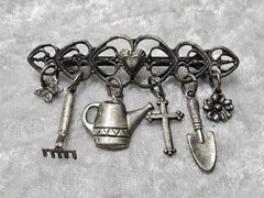 Antique Grow In Grace Silver Tone Charm Brooch Pin 1.5in
